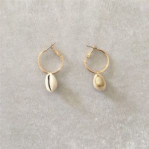 Puka Cowrie Shell Hoop Earrings